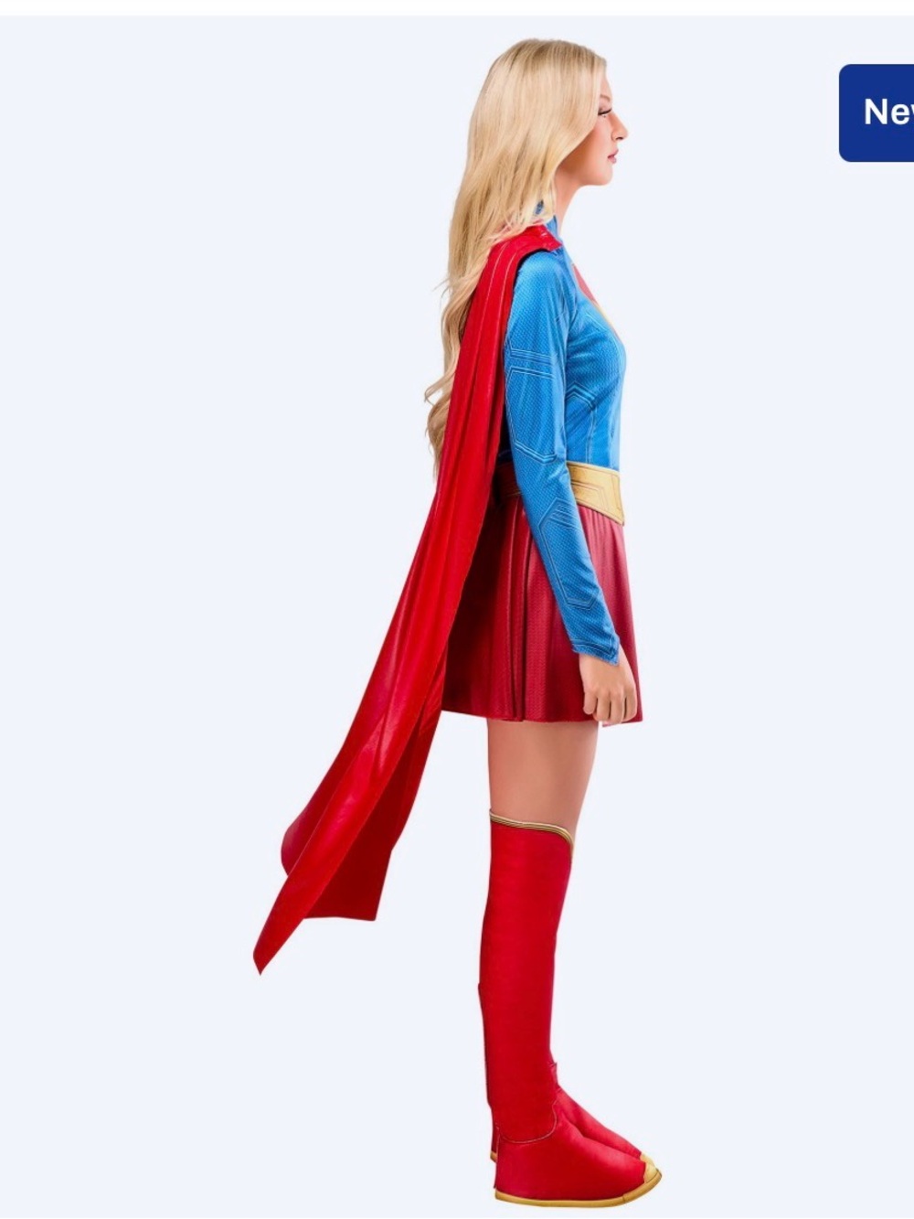 Dreamgirl Red and Blue Women's Superhero Costume with Gold Accents